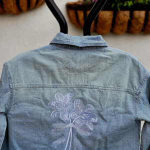 Baroque Lily Bouquet Embroidered Cropped Denim Jacket