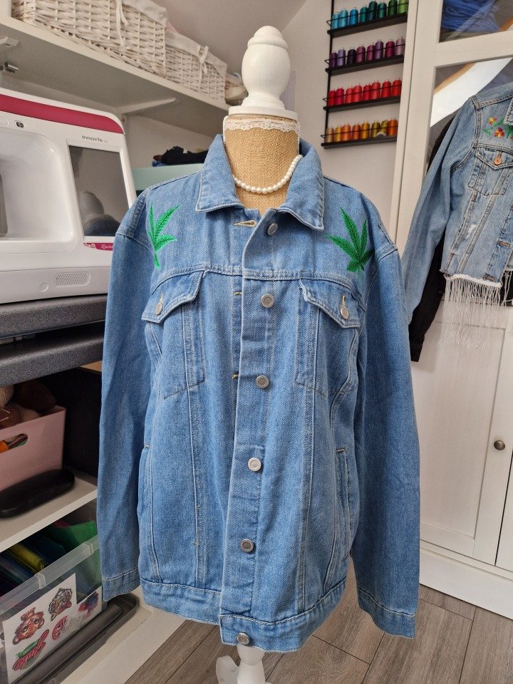 Mandala Eye “Eat, Sleep, Weed, Repeat” Denim Jacket - Image 4