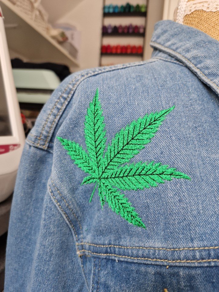 Mandala Eye “Eat, Sleep, Weed, Repeat” Denim Jacket - Image 5