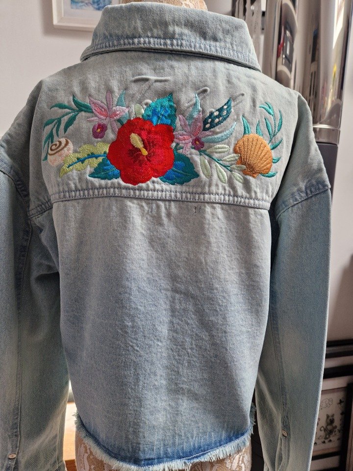 Tropical Bloom Reimagined Denim Jacket