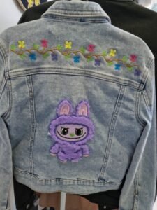 Kids Washed Blue Labubu Denim Jacket (Age 7–8)