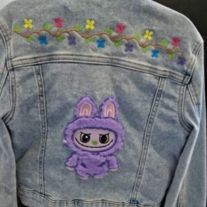 Kids Washed Blue Labubu Denim Jacket (Age 7–8)