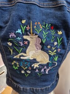 Girls Unicorn Meadow Denim Jacket (Age 8–9)