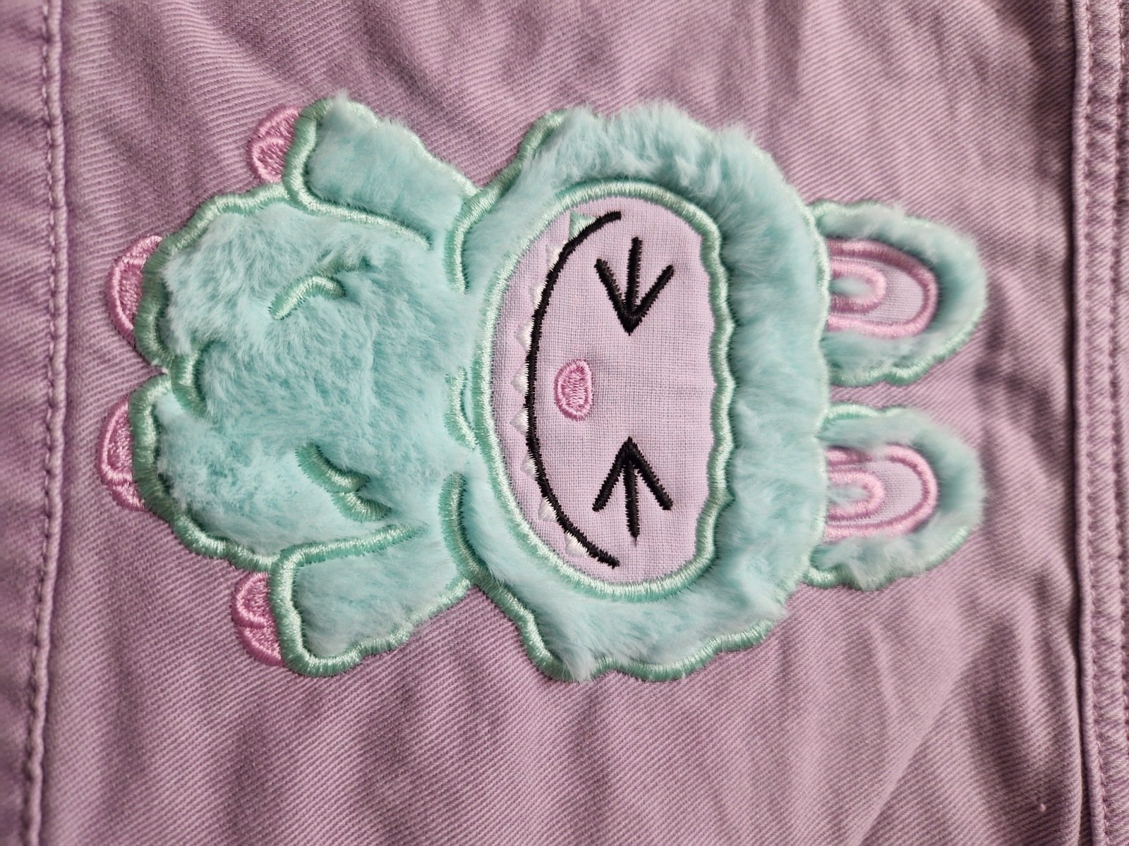 Kids Lilac Labubu Frill Denim Jacket (Age 1–2) - Image 2