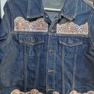 Pre Loved, Re imagined M&S Jacket trimmed with genuine Indian Lace front and back
