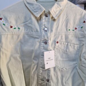 Pale Green Cropped Denim Jacket size 12-14  (New with tags)