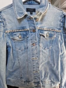 Pre Loved Re Imagined Lipsy Size 10 Puff Sleeve Denim Jacket