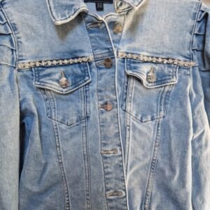 Pre Loved Re Imagined Lipsy Size 10 Puff Sleeve Denim Jacket